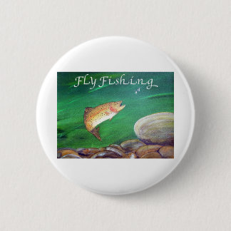 Fly Fishing Trout Salmon/Rainbow Trout Gift Ronde Button 5,7 Cm