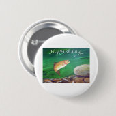 Fly Fishing Trout Salmon/Rainbow Trout Gift Ronde Button 5,7 Cm (Voorkant /achterkant)