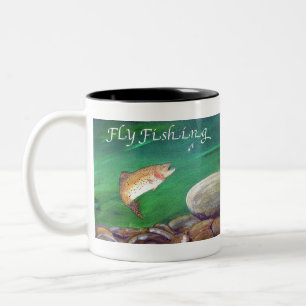 Fly Fishing Trout Salmon/Rainbow Trout Gift Tweekleurige Koffiemok