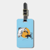 Fly Fishing Trout Sunset Silhouette Bagagelabel (Voorkant verticaal)