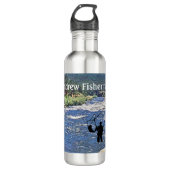 Fly Fishing with Fisherman silhouette Personalize Waterfles (Voorkant)