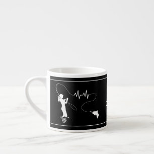 Fly Fishing Woman Heartbeat Monogram Espresso Cup Espresso Kop