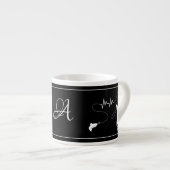 Fly Fishing Woman Heartbeat Monogram Espresso Cup Kop (Voorkant rechts)