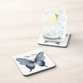 Fly Free – Blue Butterfly Art Design Bier Onderzetter (Rechterzijde)