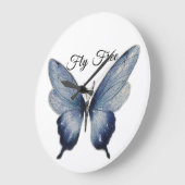 Fly Free – Blue Butterfly Art Design Grote Klok (Hoek)
