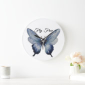 Fly Free – Blue Butterfly Art Design Grote Klok (Huis)