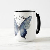 Fly Free – Blue Butterfly Art Design Mok (Voorkant rechts)