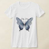 Fly Free – Blue Butterfly Art Design T-shirt (Laagn)