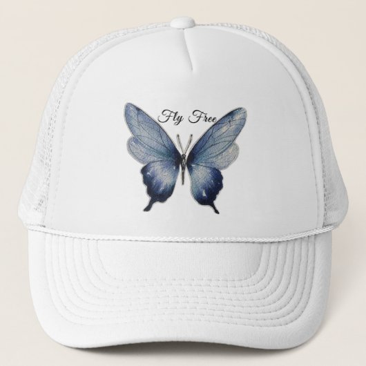 Fly Free – Blue Butterfly Art Design Trucker Pet (Voorkant)