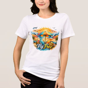 "Fly Free – Tropical Paradise Vibes"T-shirt Tri-Blend Shirt