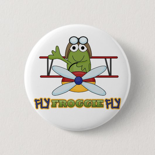 Fly Froggie Fly Tshirts en Gifts Ronde Button 5,7 Cm (Voorkant)