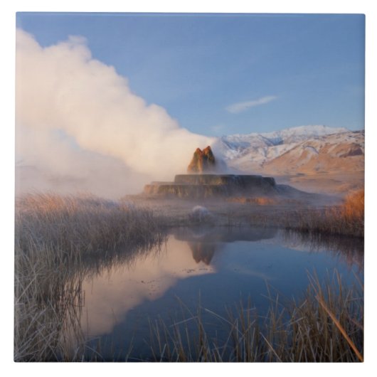 Fly Geyser met besneeuwde Granite Range Tegeltje (Voorkant)