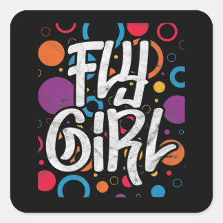 Fly Girl 90s Hop Disco Party (90e eeuw) Vierkante Sticker