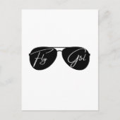 Fly Girl, Aviator Zonnebril, Script, Leuke verjaar Briefkaart (Voorkant)
