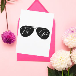 Fly Girl, Aviator Zonnebril, Script, Schattige Ver Briefkaart