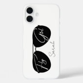 Fly Girl Script Black Aviator Zonnebril, Custom Case-Mate iPhone Case (Achterkant)
