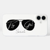 Fly Girl Script Black Aviator Zonnebril, Custom Case-Mate iPhone Case (Achterkant (horizontaal))