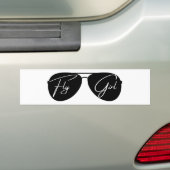 'Fly Girl' Script op Black Aviator Zonnebril, Fun Bumpersticker (Op auto)