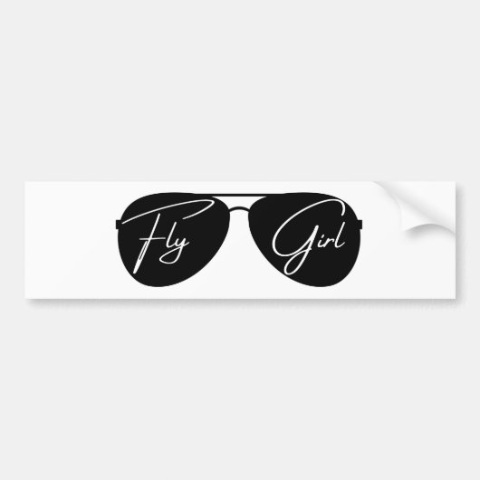 'Fly Girl' Script op Black Aviator Zonnebril, Fun Bumpersticker (Voorkant)