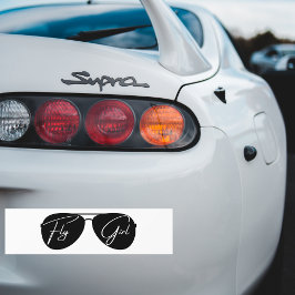 'Fly Girl' Script op Black Aviator Zonnebril, Fun Bumpersticker