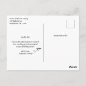 Fly Girl, Zwarte Pilotenbril, Cute Verjaardag Briefkaart (Achterkant)