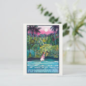 Fly Hawaiian Air Hawaii Vintage Poster Briefkaart (Staand voorkant)