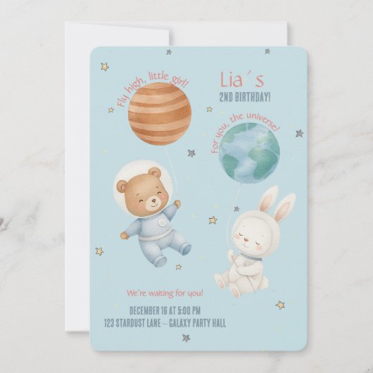 Fly High, Little Astronaut Girl Kaart (Voorkant)