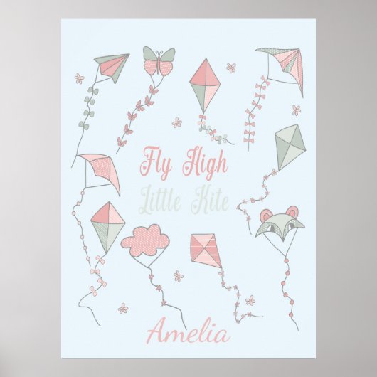 Fly High Little Kite Custom Name Poster (Voorkant)
