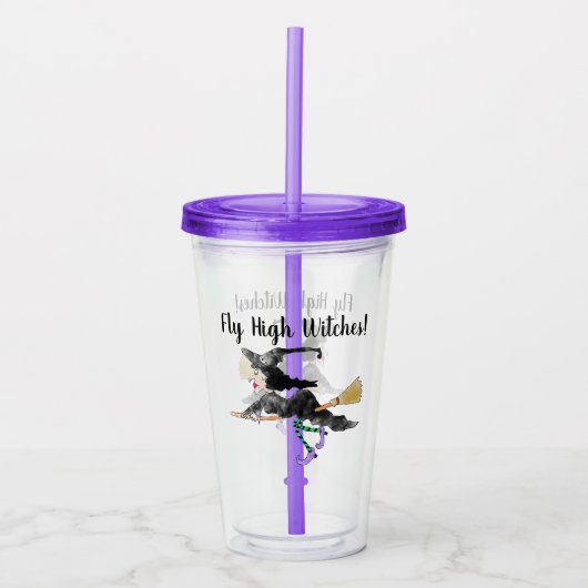 Fly High Witches Acryl Tumbler Acryl Drinkbeker (Voorkant)
