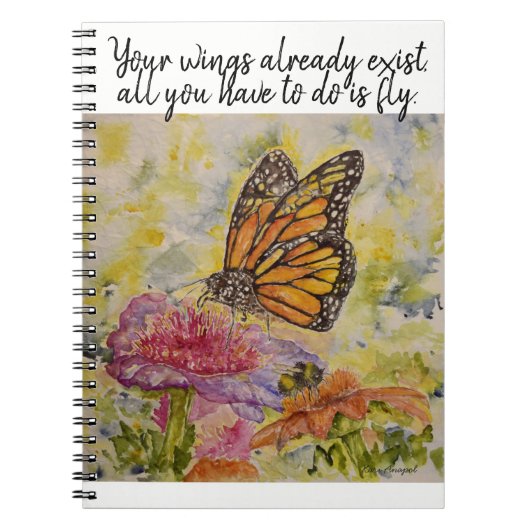 Fly Inspire Butterfly Art Spiral Notebook Notitieboek (Voorkant)