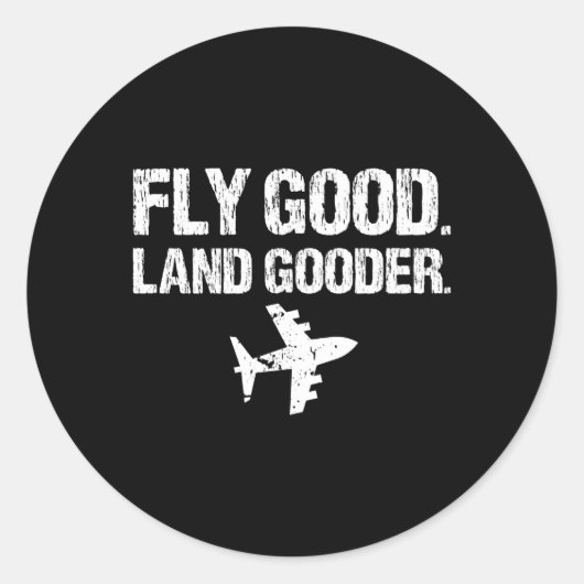 Fly Land Er Vliegtuig Luchtvaart Ronde Sticker (Voorkant)