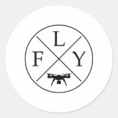 FLY Logo Drone Ronde Sticker (Voorkant)
