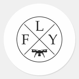 FLY Logo Drone Ronde Sticker