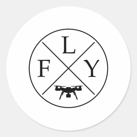 FLY Logo Drone Ronde Sticker (Voorkant)