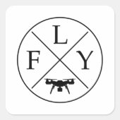 FLY Logo Drone Vierkante Sticker (Voorkant)
