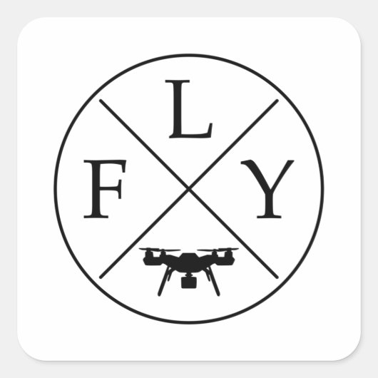 FLY Logo Drone Vierkante Sticker (Voorkant)