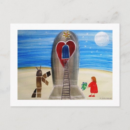 ...Fly Me to The Moon...art by Jutta Gabriel... Briefkaart (Voorkant)
