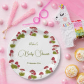 Fly Mushroom Goblincore Garden Green Baby shower Papieren Bordje (Feest)