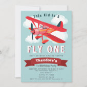 Fly One Plane Kinder eerste verjaardagsuitnodiging Kaart (Voorkant)
