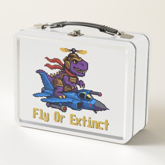 Fly Or Extinct Pixel Art Dinosaur Pilot Fighter Je (Voorkant)
