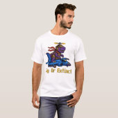 Fly Or Extinct Pixel Art Dinosaur Pilot Fighter Je T-shirt (Voorkant volledig)