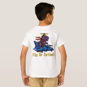 Fly Or Extinct Pixel Art Dinosaur Pilot Fighter Je T-shirt (Achterkant volledig)