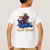 Fly Or Extinct Pixel Art Dinosaur Pilot Fighter Je T-shirt (Achterkant)