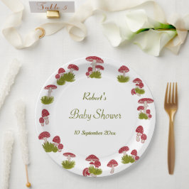 Fly Paddenstoel Goblincore Tuin Groen Baby Shower  Papieren Bordje