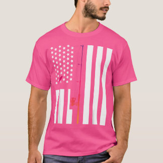 Fly Rod Vist Amerikaanse vlag Retro  vis T-shirt