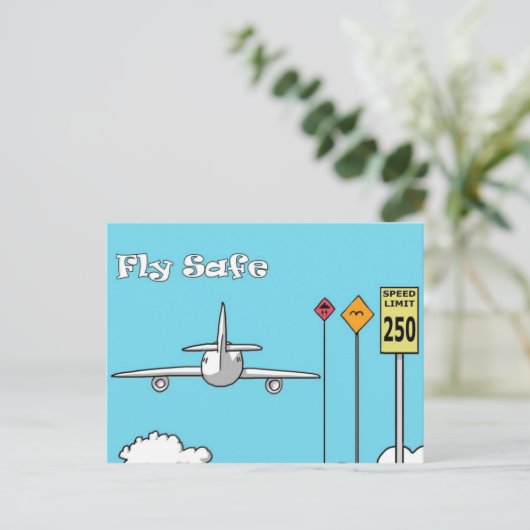 "Fly Safe" Briefkaart (Staand voorkant)