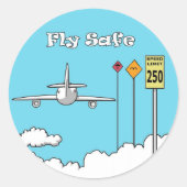 "Fly Safe" Ronde Sticker (Voorkant)
