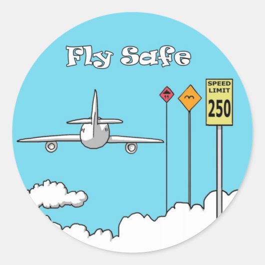 "Fly Safe" Ronde Sticker (Voorkant)