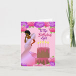 Fly Sister African American Birthday Kaart<br><div class="desc">Deze mooie en elegante verjaardagskaart heeft roze en paarse rozen en een Afrikaanse Amerikaanse vrouw in een roze jurk. Pak deze klastige en schattige verjaardagskaarten voor je zus en laat haar glimlachen.</div>