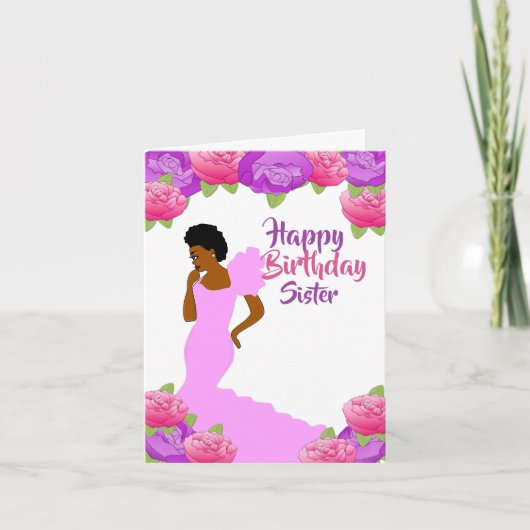 Fly Sister African American Birthday Kaart (Voorkant)